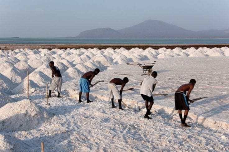 Salt miners in Danakil region of Ethiopia