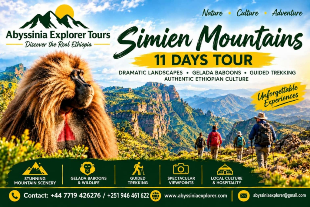 Book your 11 day simien mountains tour with Abyssinia Explorer