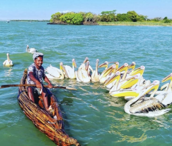 Man in Canoe Lake Chamo Ethiopia